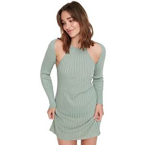 Trendyol Dames Mini Basic Slim Gebreide Jurk, Munt, S
