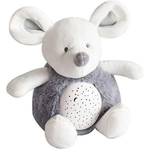 Doudou et Compagnie - DC3691 pluche nachtlampje voor kinderen, muis, muziek, helder, 3 lichten – lawaai natuur – 20 cm – grijs