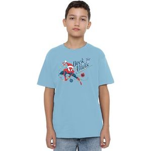 Spiderman Deck The Walls Unisex Kids T-shirt, lichtblauw, 12-13 jaar, Lichtblauw, 12-13 jaar