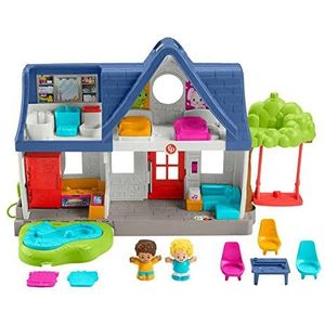 Fisher-Price Little People HCJ44 Set ""La Maison des Copains met 2 figuren, Franse versie, speelgoed voor baby's en kinderen van 12 maanden tot 5 jaar, HCJ44