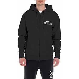 Replay Heren hoodie met ritssluiting, zwart (Black 098), S, Zwart 098, S
