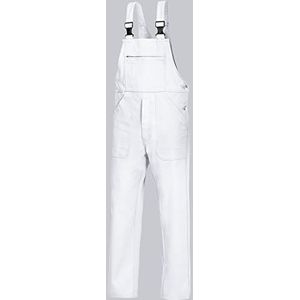 BP 1413-060-21-26 tuinbroek, stoffen bretels met rubberen inleg, 300,00 g/m² puur katoen, wit, 26