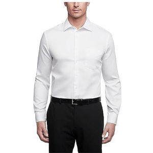 Van Heusen Men's Dress Shirts Regular Fit Lux Sateen Stretch Solid, White, 16.5"" Neck 32""-33"" Sleeve
