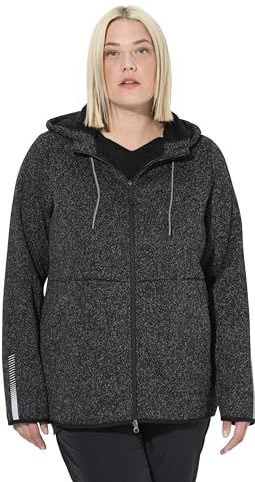 Ulla Popken - Fleece Jas - Antraciet - Met Capuchon