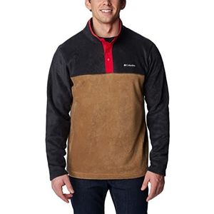 Columbia Steens Mountain Sweatshirt voor heren met korte knoopsluiting, Delta, Zwart, Bergrot, S