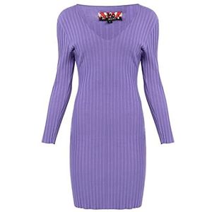 NALLY Damesjurk van ribgebreide jurk, lila, S