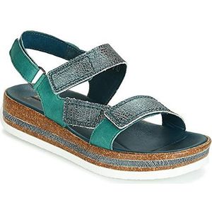 Think! Zega sandalen met riempjes voor dames, Blauw Petrol Kombi 92, 38 EU