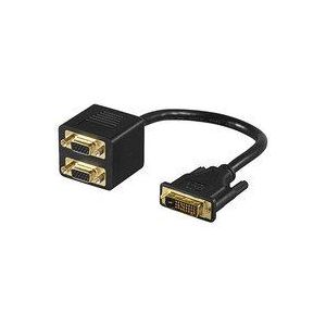 MicroConnect monjk2 videokabel-adapter – videokabel-adapter (DVI, 2 x VGA (D-Sub), mannelijk, vrouwelijk, zwart