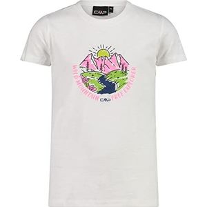 CMP - T-shirt voor kinderen, wit-roze fluo, 164, neonwit-roze, 164