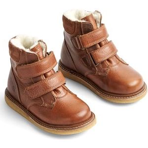 Wheat Hanan Kinderschoenen, uniseks, met klittenband, voor jongens en meisjes, 90% leer, 10% suède, ademend, waterdichte sneeuwschoen, 9002 cognac, 26 EU