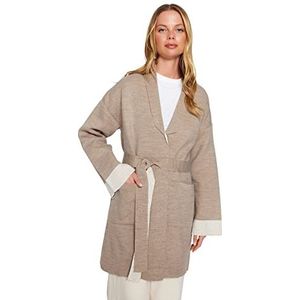 Trendyol Dames Cardigan-Brown-Relaxed Fit Blazer, Nerts, M
