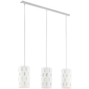 EGLO Hanglamp Ronsecco, 3-lichts hanglamp modern, hanglamp van staal in wit, eettafellamp, woonkamerlamp hangend met E27-fitting