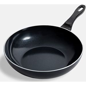 BK Vivid Wokpan met PFAS-Vrije Keramische Anti-aanbaklaag, 28cm/3.7L, Stay-Cool Handgreep, Vaatwasmachinebestendig, Ovenbestendig, Zwart