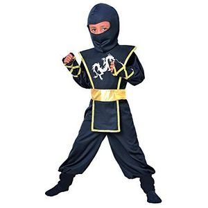 Kostuum F516-002 Ninja-kostuum 5-7 jaar 116 cm zwart en goud