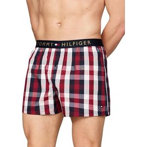 Tommy Hilfiger Heren Geweven Boxer Print Goud Wb UM0UM03046, Boxer, Blauw, XL, Blauw (Heritage Check Midi Rouge), XL