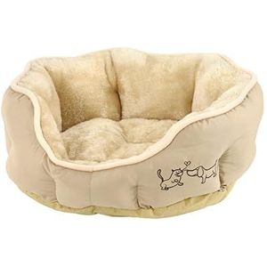 Dehner Lieblingsings Hondenbed en kattenbed Sammy, ovaal, ca. 57 x 52 x 14 cm, polyester, beige