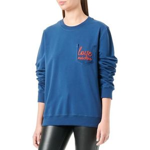 Love Moschino Sweatshirt voor dames, lange mouwen, slim fit, ronde hals, blauw, 44