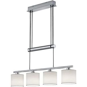 Trio Verlichting 305400401 Jojo Hanglamp Garda, Nikkel Mat, E14, Stoffen Kap, 13,5 x 77 x 150 cm, Wit