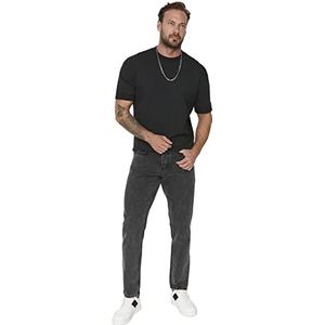 Trendyol Man Jonge Normale Taille Rechte Been Rechte Jeans, Antraciet, 34, Antraciet, 44