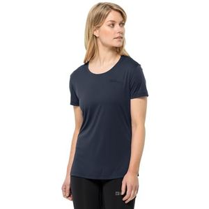 Jack Wolfskin Tech T W T-shirt met korte mouwen, nachtblauw, XS dames, NACHT BLAUW, XS