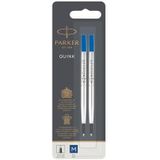 PARKER QUINK-inktnavulling voor rollerballpen | medium | blauw | 2 stuks