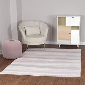 Surya Nantes Abstract tapijt - vloerkleden, woonkamer, eetkamer, lounge, nachtkastje - modern marmeren tapijt, zacht luxe, onderhoudsvriendelijk middelhoog - groot tapijt 160 x 213 cm, roze en grijs