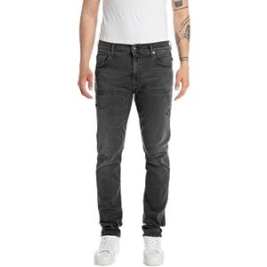 Replay MickyM Hyperflex Original Broken and Repaired Jeans voor heren, slim fit, taps toelopend, 097, donkergrijs, 36W x 32L
