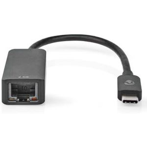 NEDIS USB-netwerkadapter USB 3.2 Gen 1 | 2.5 Gbps | USB-C-stekker | RJ45-aansluiting | 0,20 m | rond | vernikkeld | vertind koper | zwart | box