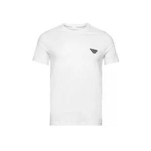 Emporio Armani Heren Mannen Mannen Crew Neck Rubber Pixel Logo T-Shirt, wit, L