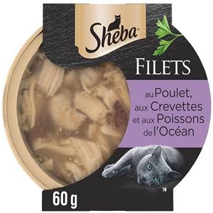 Sheba Les DOMES DE SHEBA 32 x 60 g De filets met kip, garnalen en oceaanvis