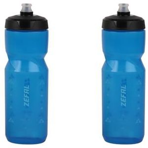 ZEFAL Set van twee Sense Soft 80 drinkfles voor fiets en mountainbike - zachte en geurloze sportdrinkflessen - BPA-vrije waterjerrycan - siliconen fopspeen - transparant blauw, 2 x 800 ml