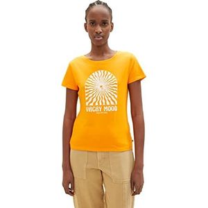 TOM TAILOR Denim Dames 1036532 T-shirt, 31684 Bright Mango Orange, XL, 31684 - Bright Mango Orange, XL