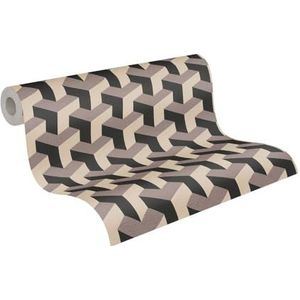 Livingwalls Daniel Hechter Design behang - Zwaar vliesbehang met grafisch dessin - 10,05 m x 0,53 m - Beige, zwart, metallic - Made in Germany - 781501