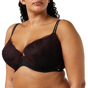 Gossard Plunge BH voor dames, Zwart/Rood, 80C
