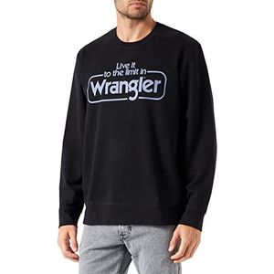 Wrangler Heren Seasonal Crew Sweatshirts, Zwart, Klein