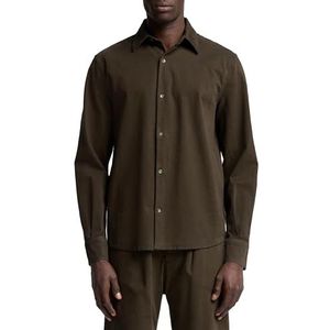 L/S Regular Shirt Twill Dark Olive, groen, S