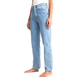 NA-KD Dames rechte hoge taille jeans, lichtblauw, blauw8blauw, lichtblauw, 10 UK, Lichtblauw, 36