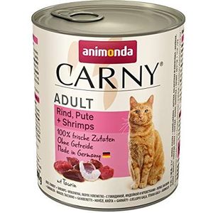 animonda Carny Adult kattenvoer, nat voer voor volwassen katten, rund, kalkoen + Shrimps, 6 x 800 g