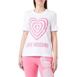 Love Moschino Dames Regular Fit Short-Sleeved T-Shirt, optisch wit, 40, wit (optical white), 40