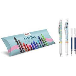 Pentel BLN75KW Energel Kawaii trigger 0,5 mm zwarte inkt 2 stuks (Kitsune-textuur/café) & 2 gratis blauwe vullingen