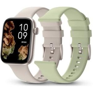 SPC Smartee Duo 2 Smartwatch met verwisselbare armband, 1,78 inch AMOLED-display, 7 dagen grote batterij, 100 sport, IP68, bluetooth-oproep, Android en iOS, beige/groen