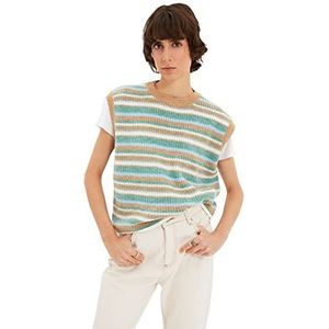 Trendyol Dames Camel Striped Knitwear Jumpers Pullover Sweater, M