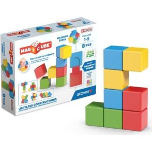 Geomag, Magicube Full Color Recycled Try Me, magnetische spelletjes geschikt voor kinderen van 1 tot 5 jaar, magnetische constructies voor kinderen, 8 stuks, 100% gerecycled