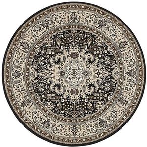 Nouristan Mirkan Orient tapijt, rond, woonkamertapijt, Oosters, laagpolig, vintage, oosters tapijt voor eetkamer, woonkamer, slaapkamer, crèmebruin, 160 cm