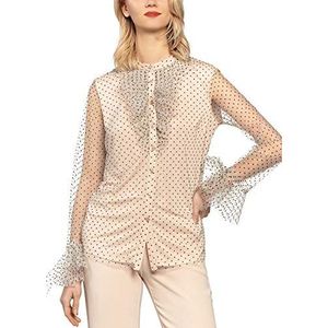 APART Fashion dames mesh blouse met stippen blouse
