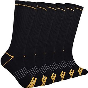 Catepillar Men's 6-Pack Half Cushioned Crew Socks, Black, XX-Large