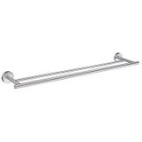 SMEDBO HS3364 dubbele handdoekhouder Home, messing, zilver