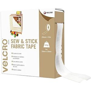 Velcro VEL-EC60261 Brand klittenband om op te naaien en op te plakken 20 mm x 10 m rol wit