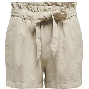 JDY Beige casual shorts voor dames met sjerp in toon, Havermeal/Detail: Melange, 36 NL