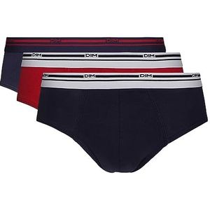 Dim Klassieke kleuren Slip Coton Stretch Slips, Bleu Denim/Rouge Lave/Bleu Denim, 5 (Pack van 3), Bleu Denim/Rouge Lave/Bleu Denim